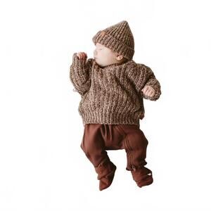 NEW GOUMI KIDS chunky knit sweater in bark